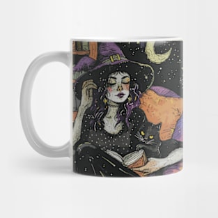 A Lofi Witch with her cat Mug